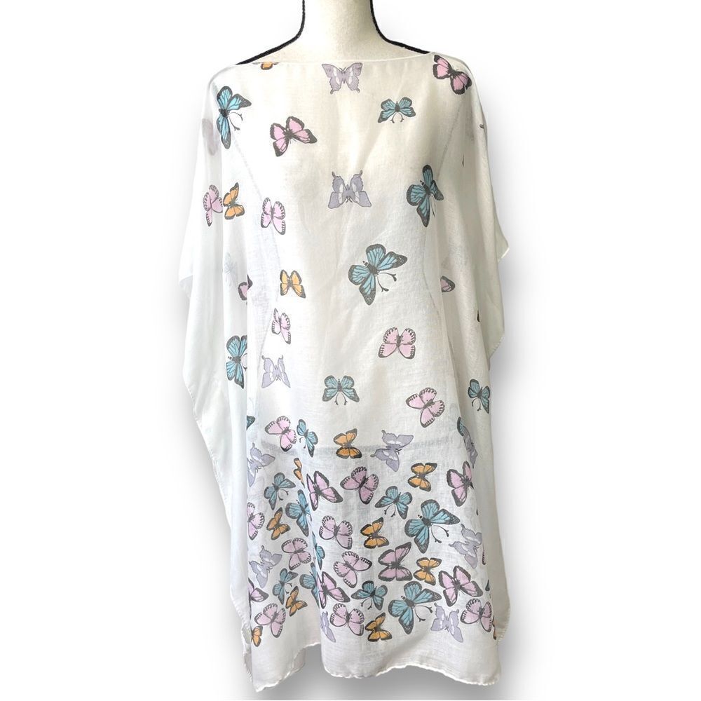 Sheer Cotton Butterfly Caftan Style Overlay, One Size‎